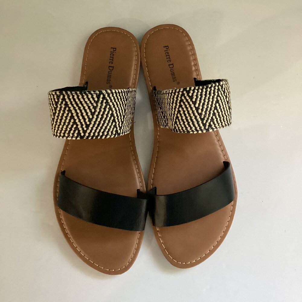 Pierre Dumas Sandals – Black & Woven Strap – Size 9 – New Without Bo